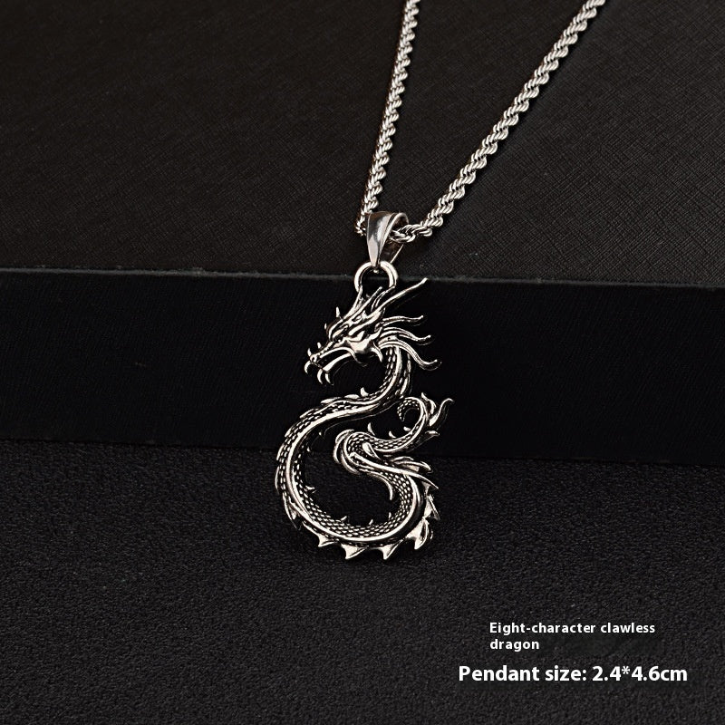 Dragon pendant necklace on a black background