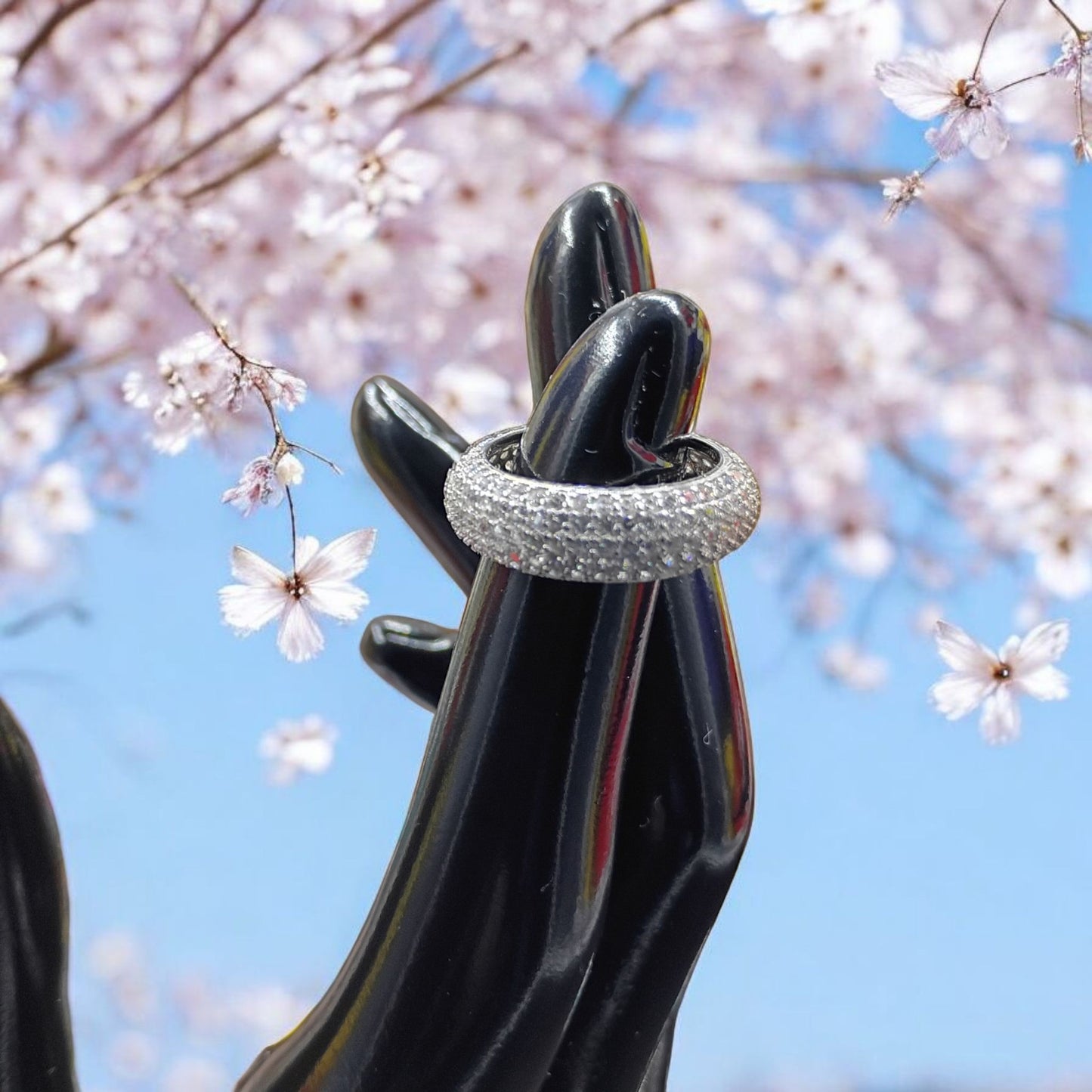 Pave Silver CZ Wedding band