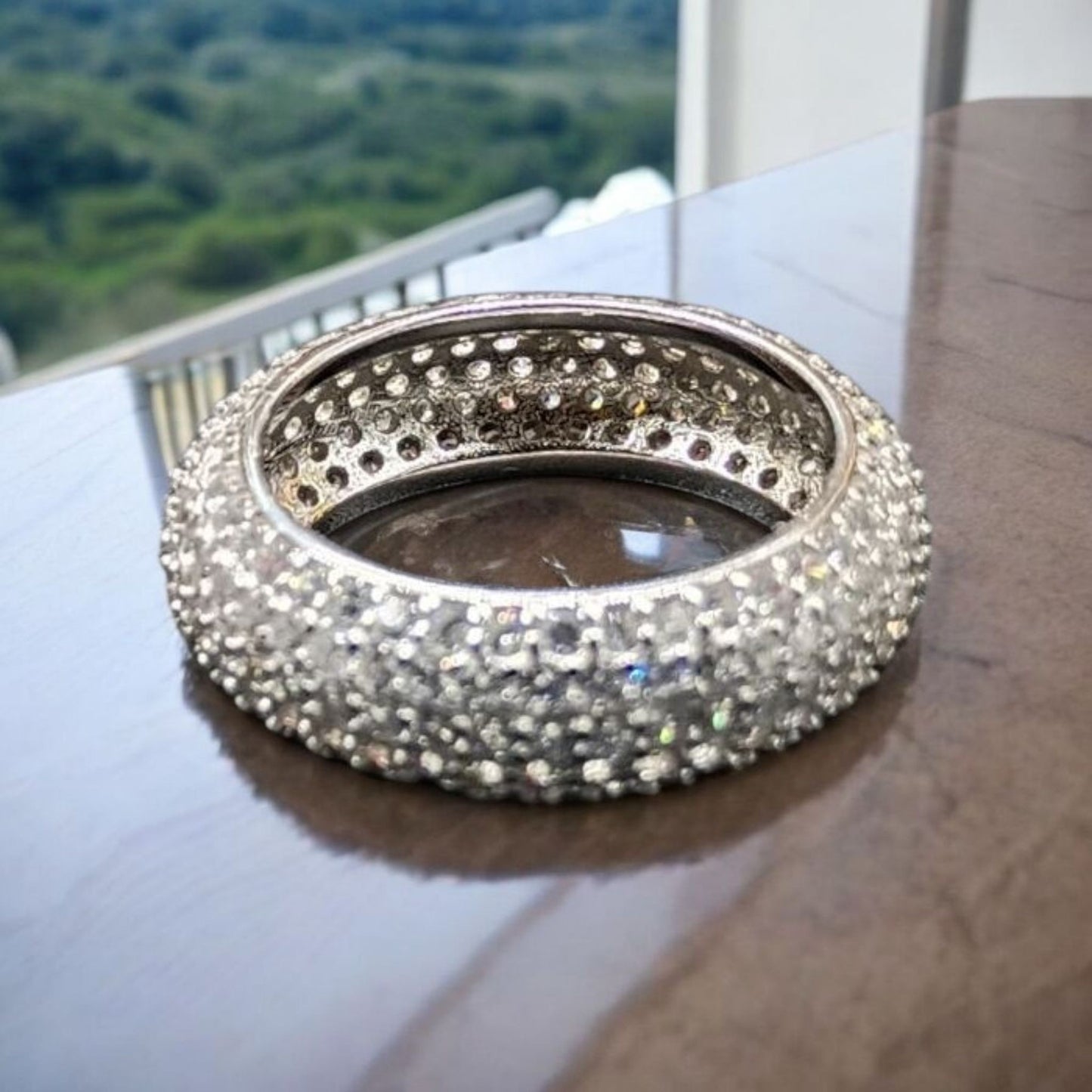 Pave Silver CZ Wedding band