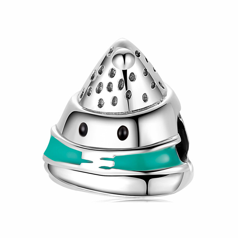 Silver ring with turquoise band on a white background