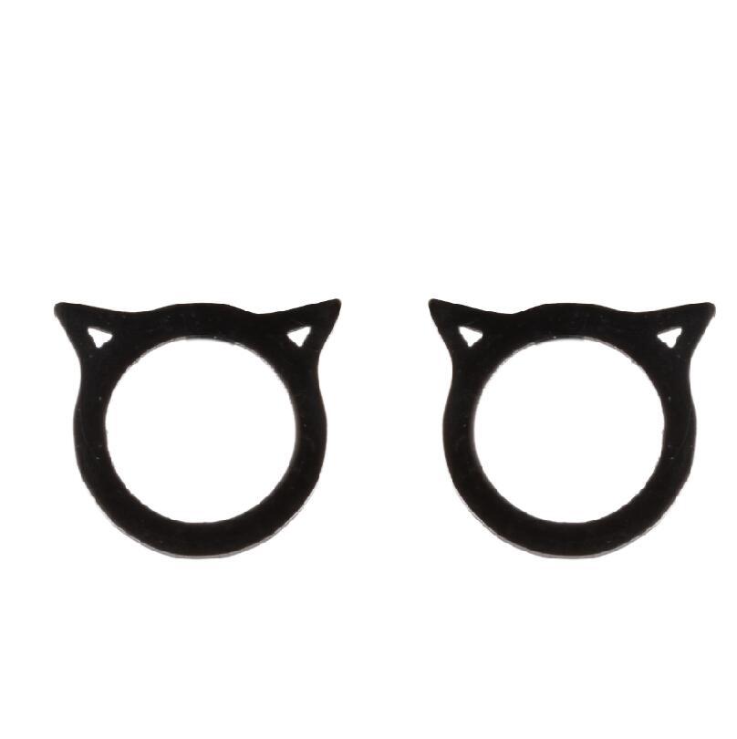 Two black cat-eye-shaped objects on a white background