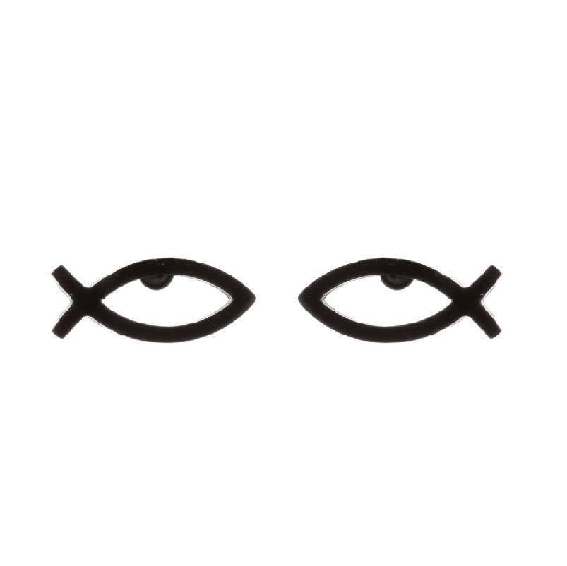 Two black fish symbols on a white background