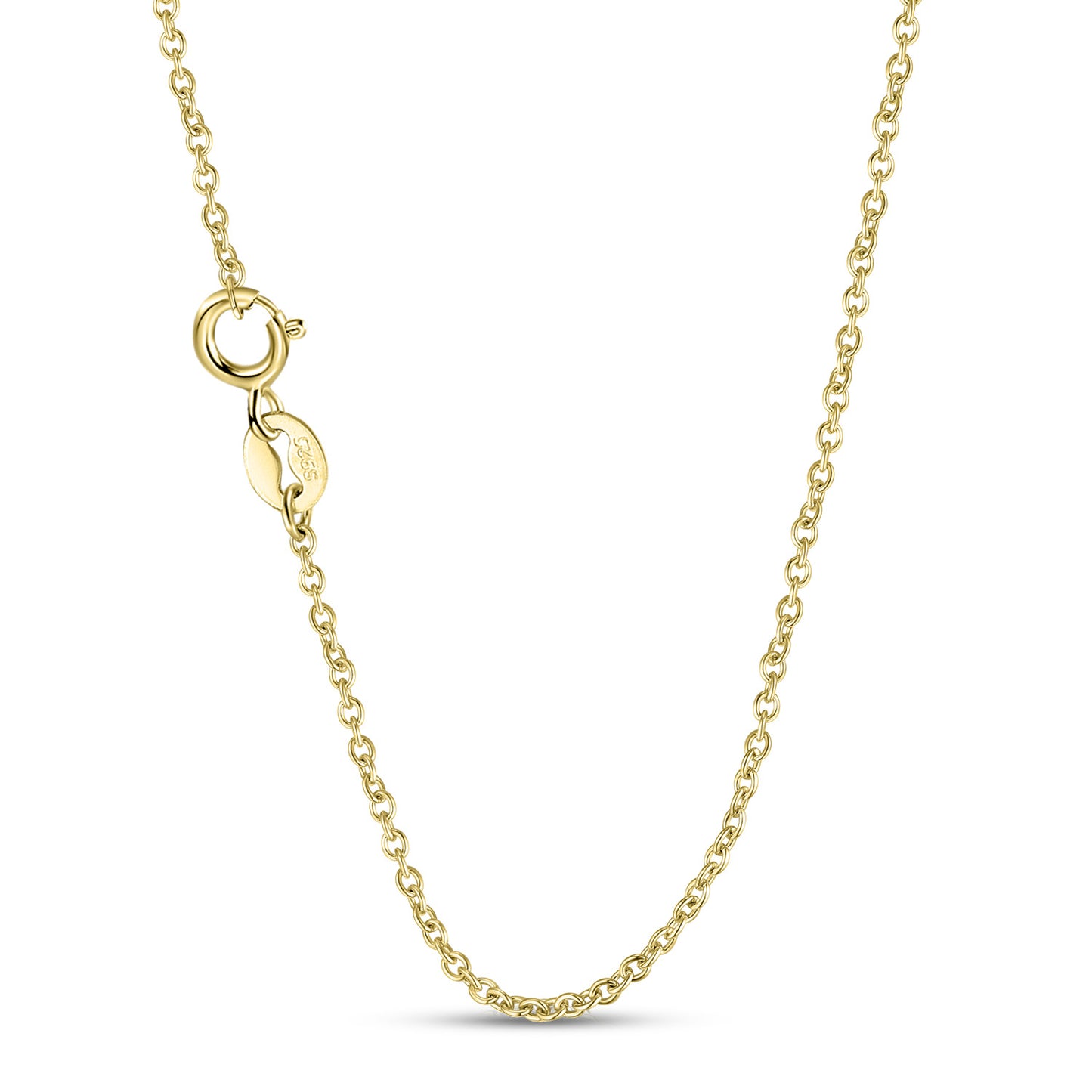 Gold chain necklace on a white background
