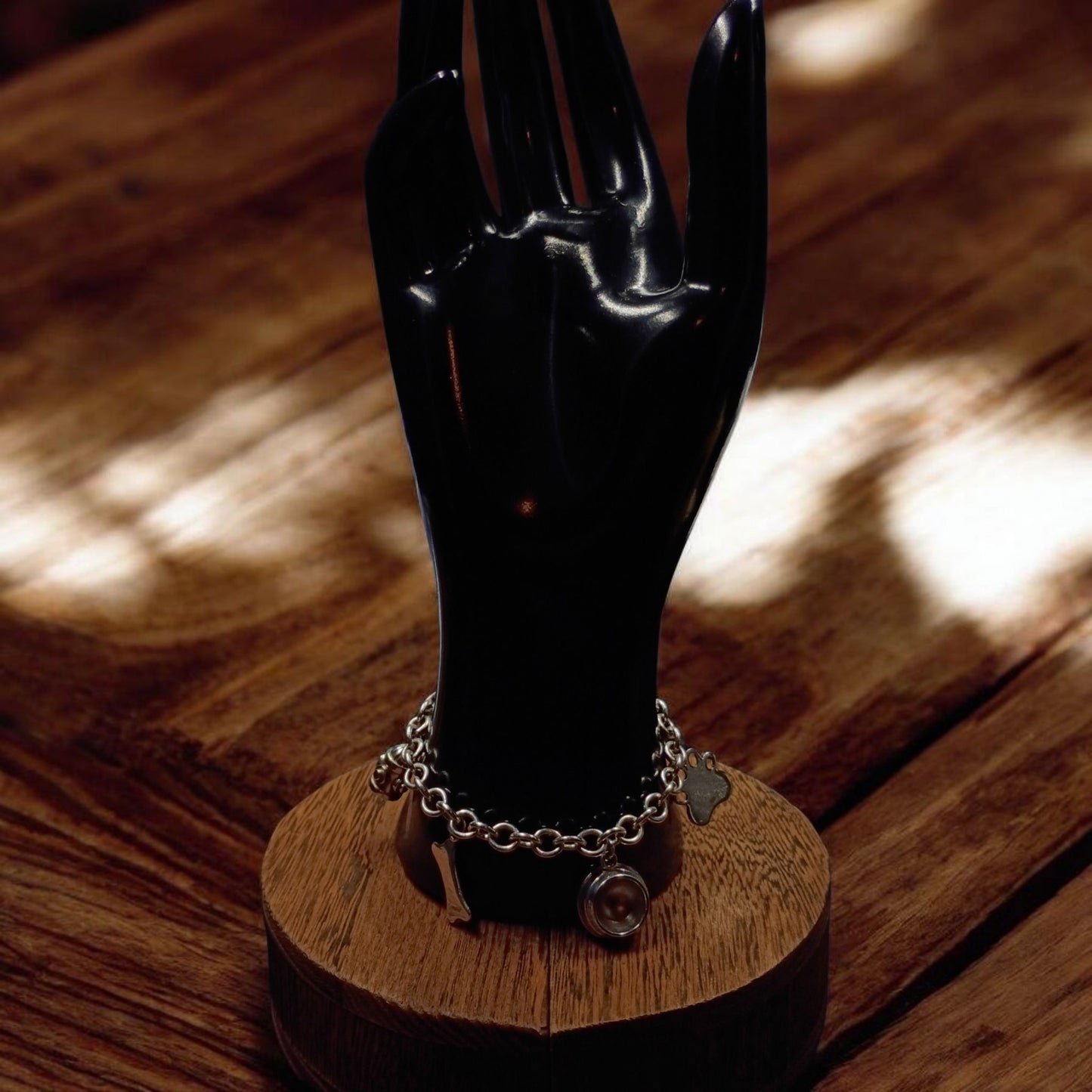 Vintage Silver cable link charm bracelet with dog charms