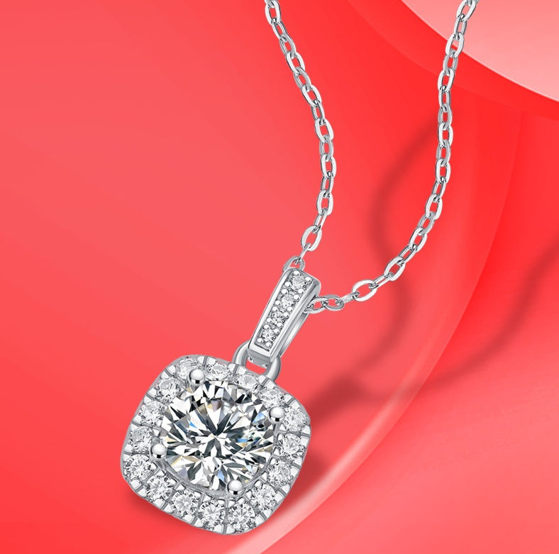 Diamond necklace on a red background