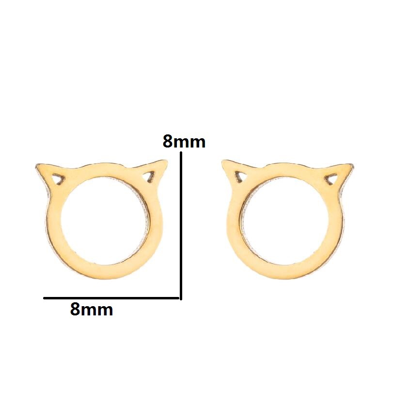 Gold cat ear-shaped objects with dimensions on a white background