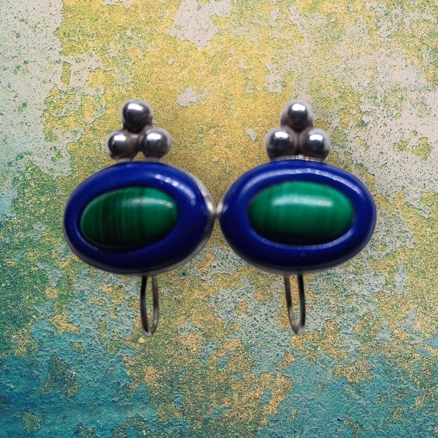 Vintage Malachite & Lapis earrings