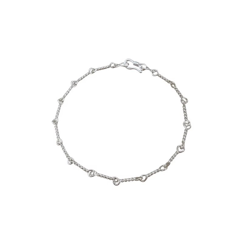 Silver bracelet on a white background