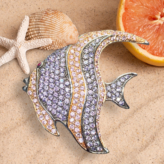 Charles Winston Sterling Silver Tropical fish brooch pin