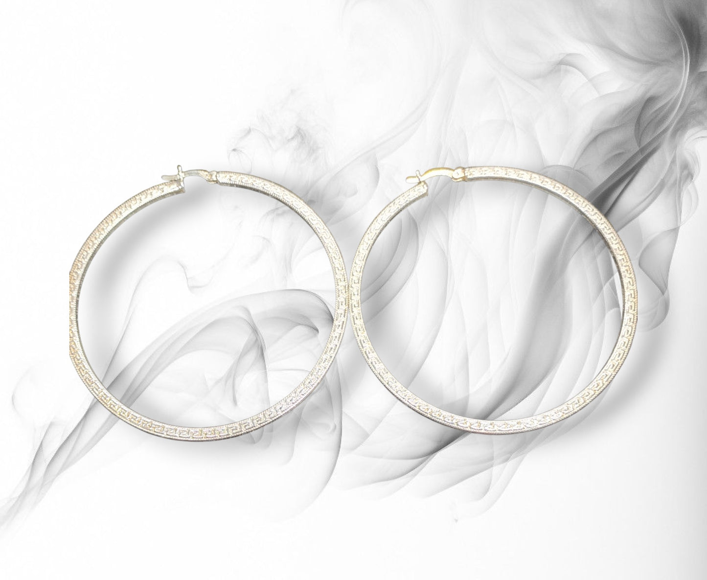 Vintage Greek Key Hoops