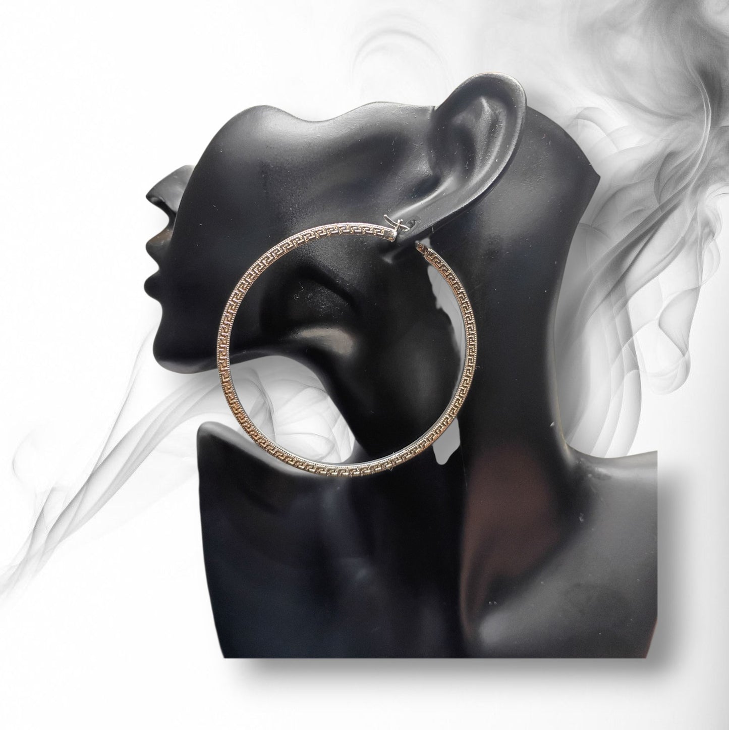 Vintage Greek Key Hoops