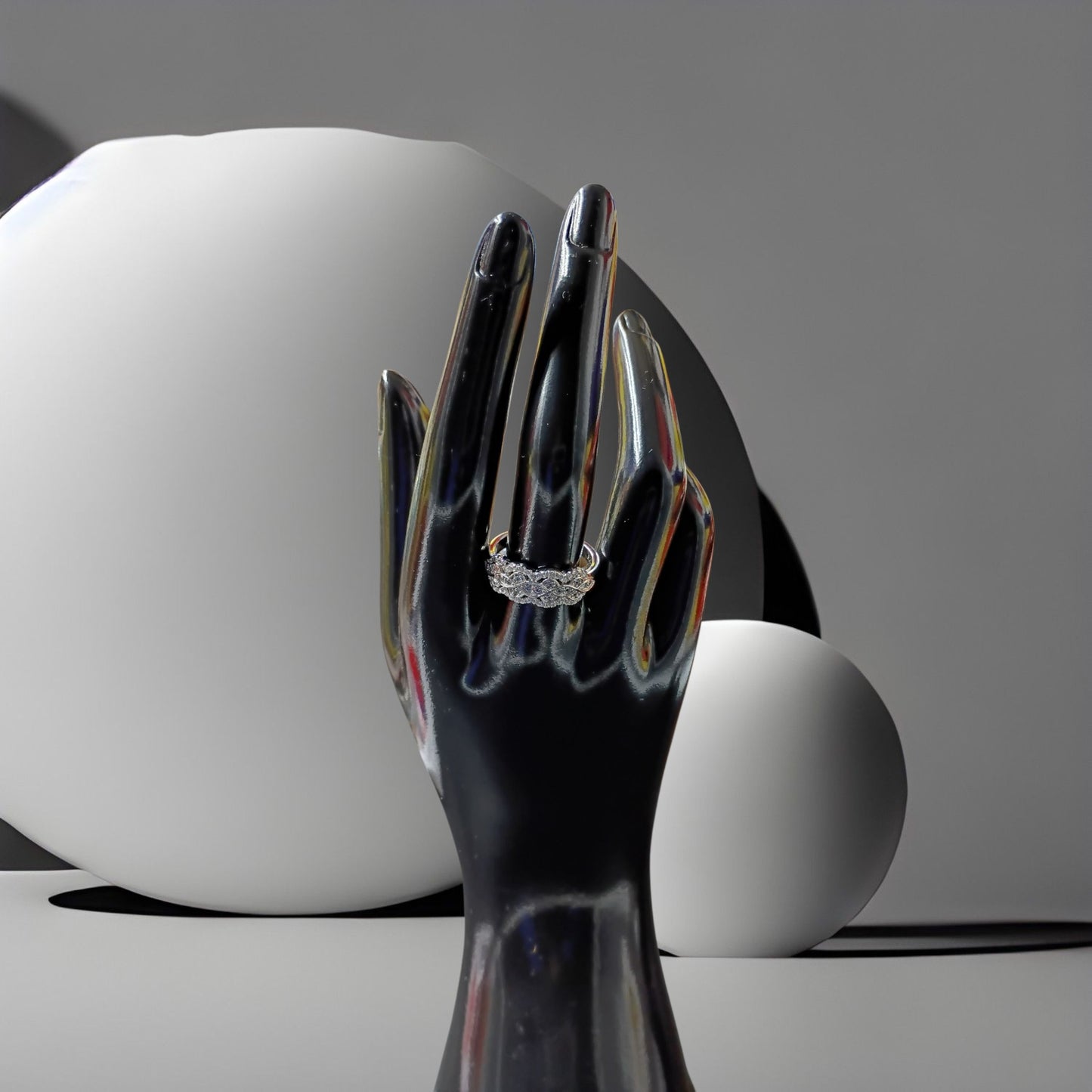 Women's CZ Art Deco Anniversary Wedding band