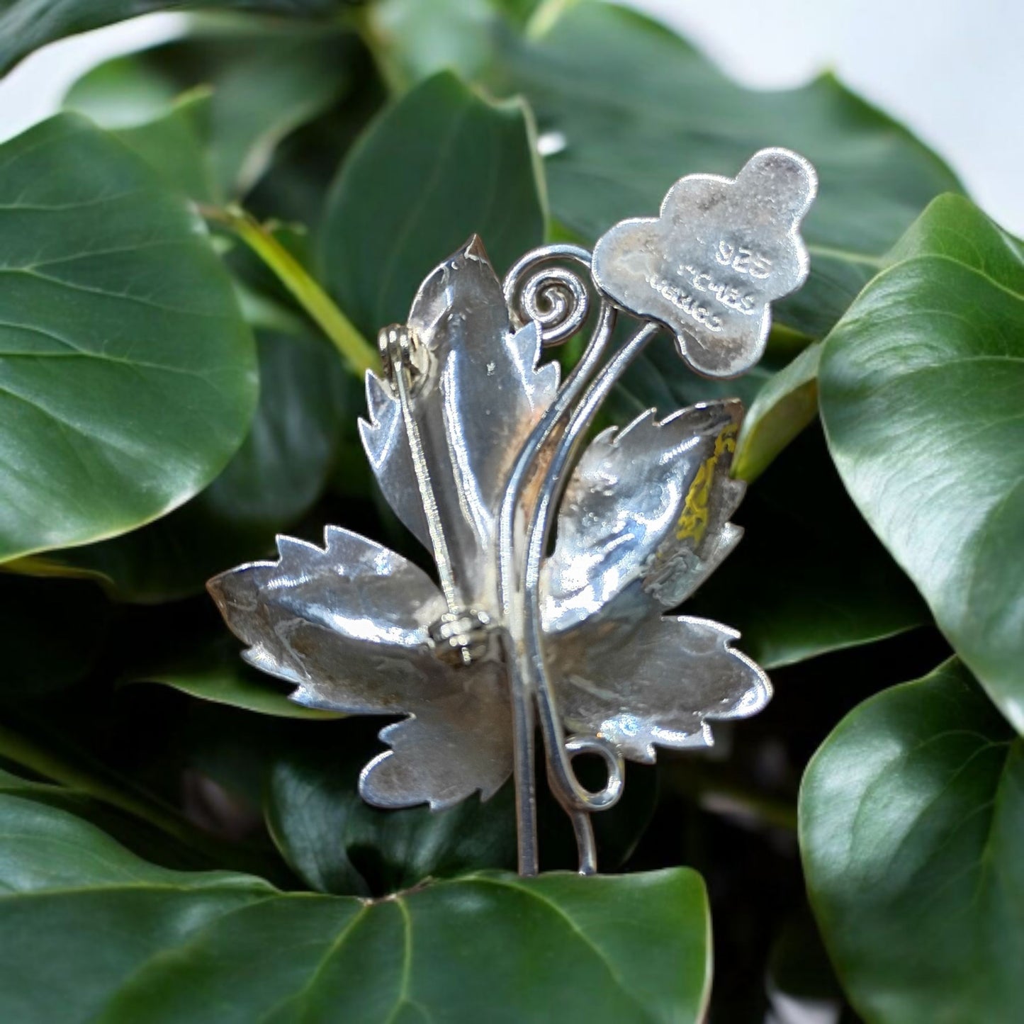 Vintage Silver Leaf & Berry Brooch
