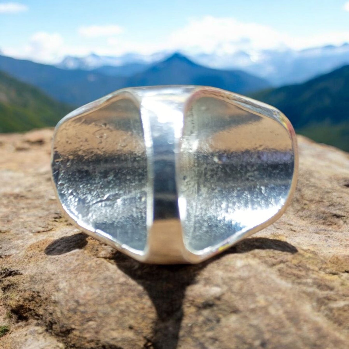 Southwestern Shield Turquoise Silver Tone Etched Ring