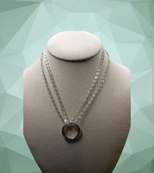 Vintage Silver Quad Strand O ring Necklace