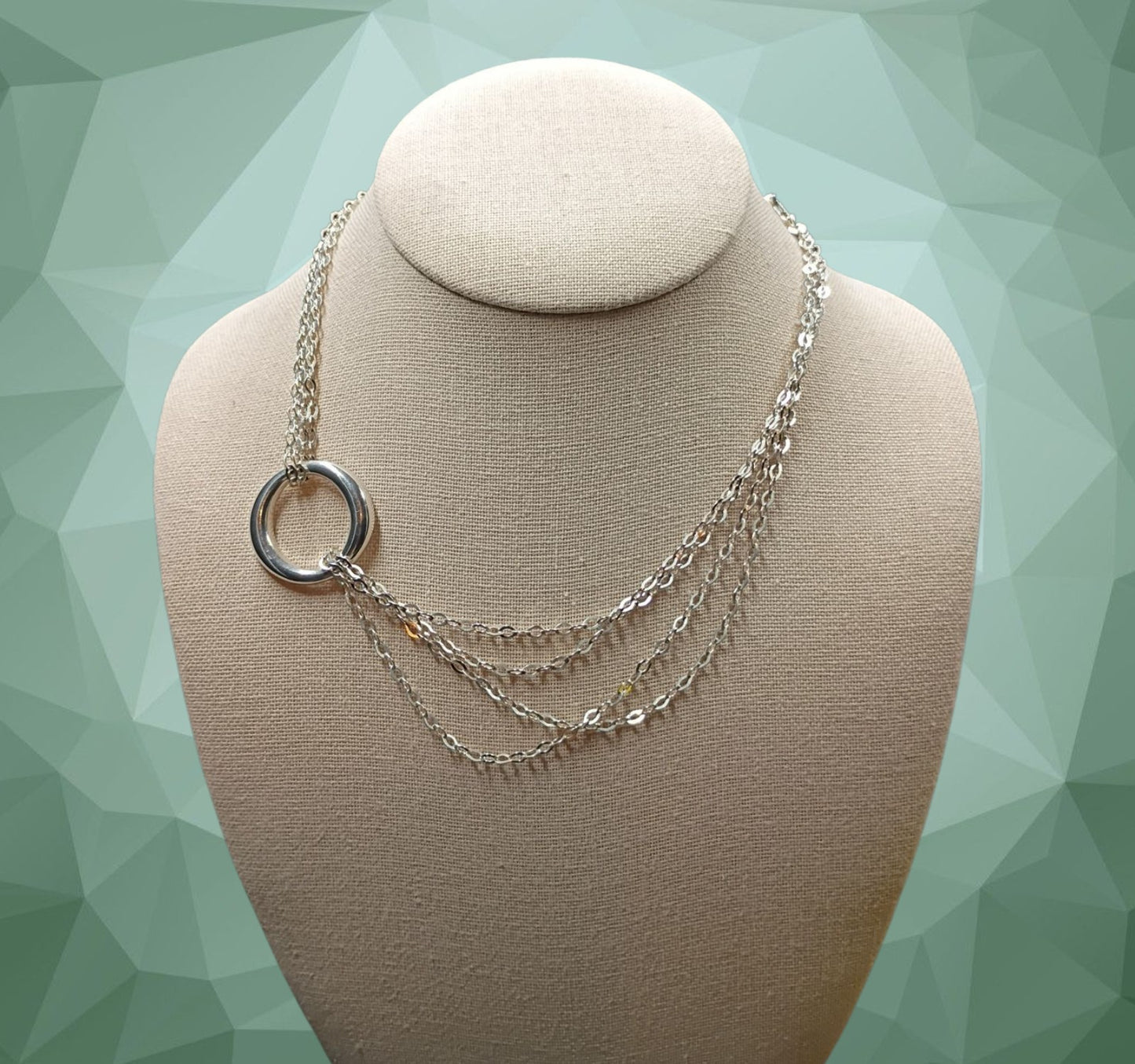 Vintage Silver Quad Strand O ring Necklace