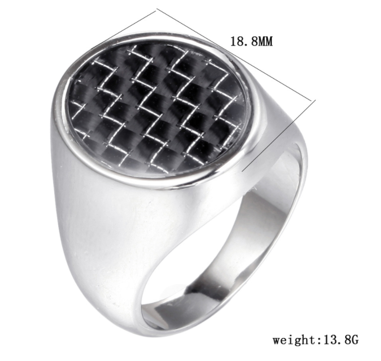 Carbon Fiber Titanium Ring - Retro Minimalist Statement Band