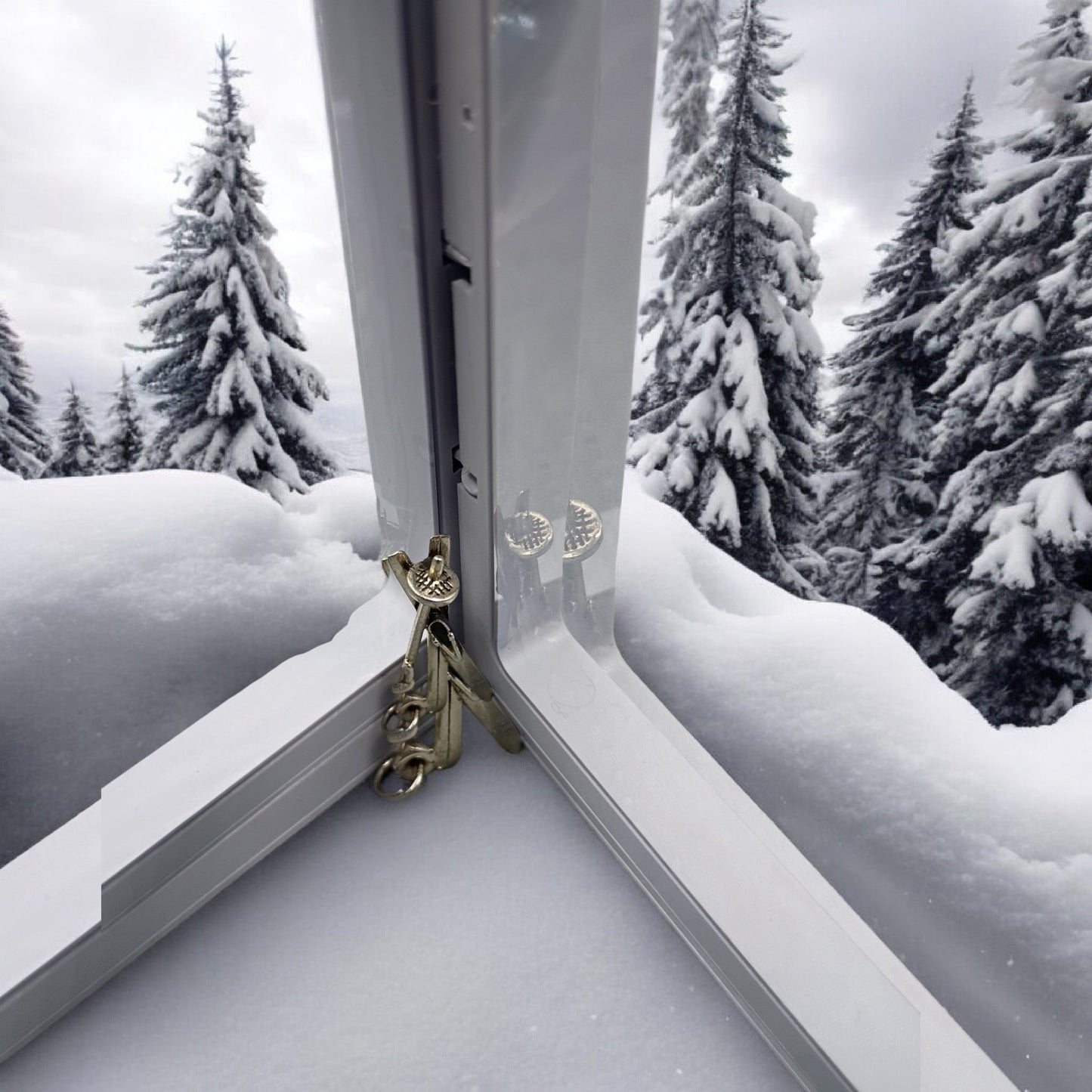 Vintage 3D Silver Ski Poles and Skis Charm