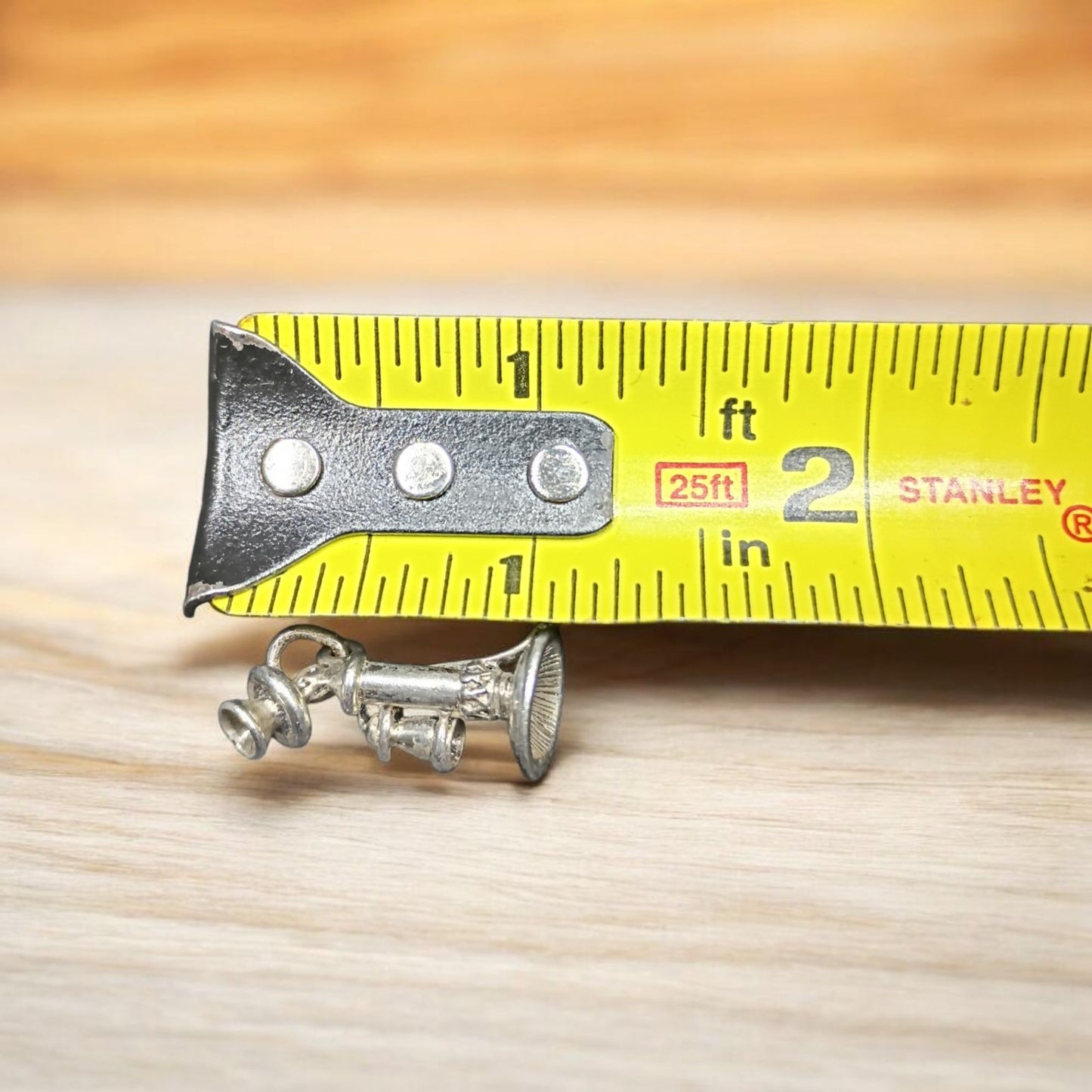 Vintage Sterling Silver 3D Antique Telephone Charm