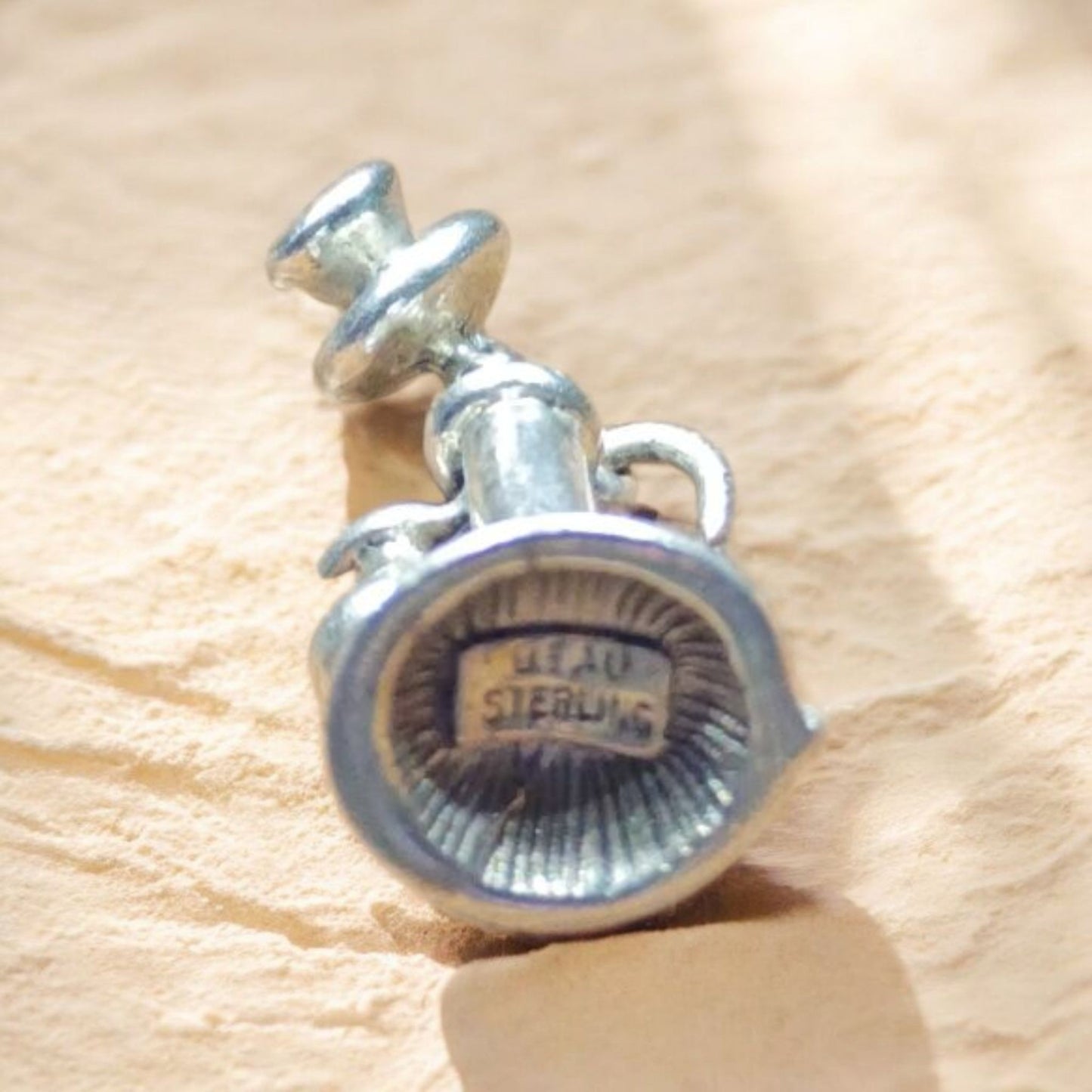 Vintage Sterling Silver 3D Antique Telephone Charm